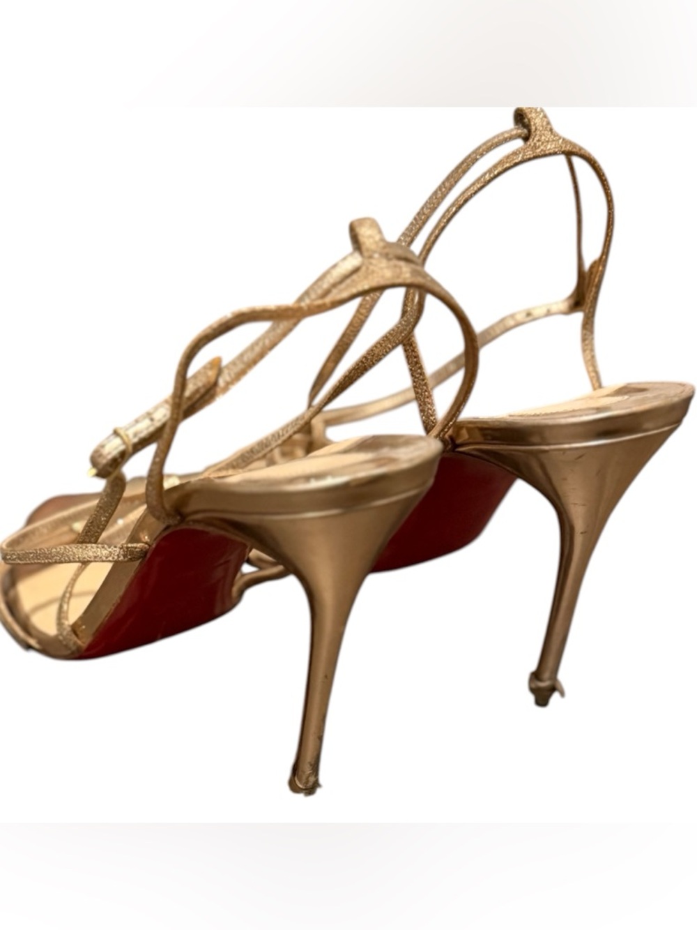 Vintage Christian Louboutin Gold Strappy Sandals Heels Women’s EU 40 - Picture 4 of 7
